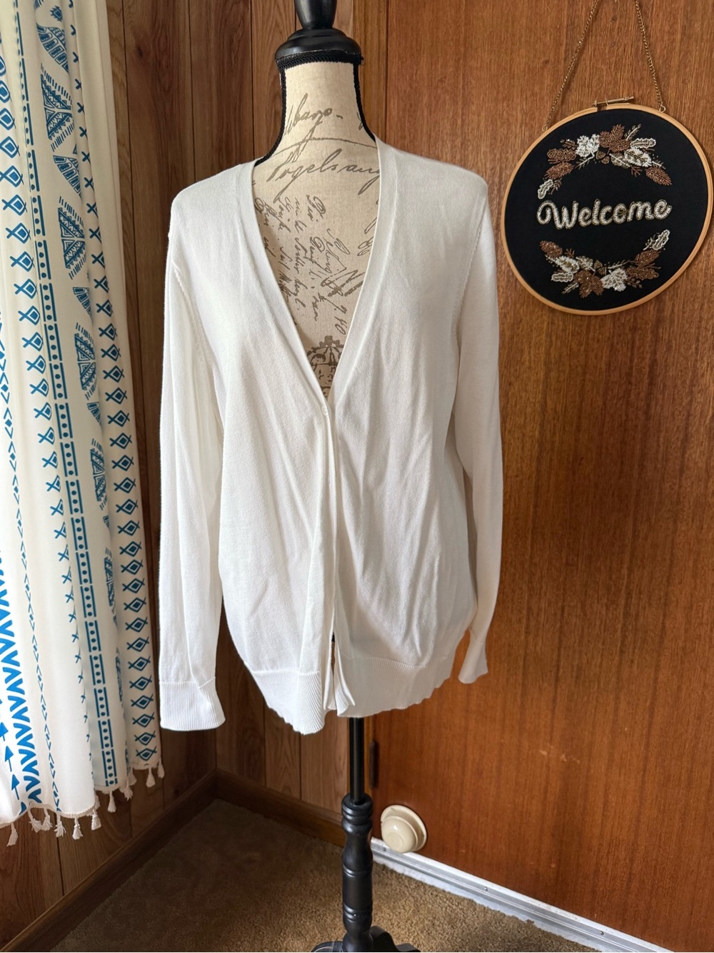 Amazon Essentials Cream Open-Front Knit Cardigan